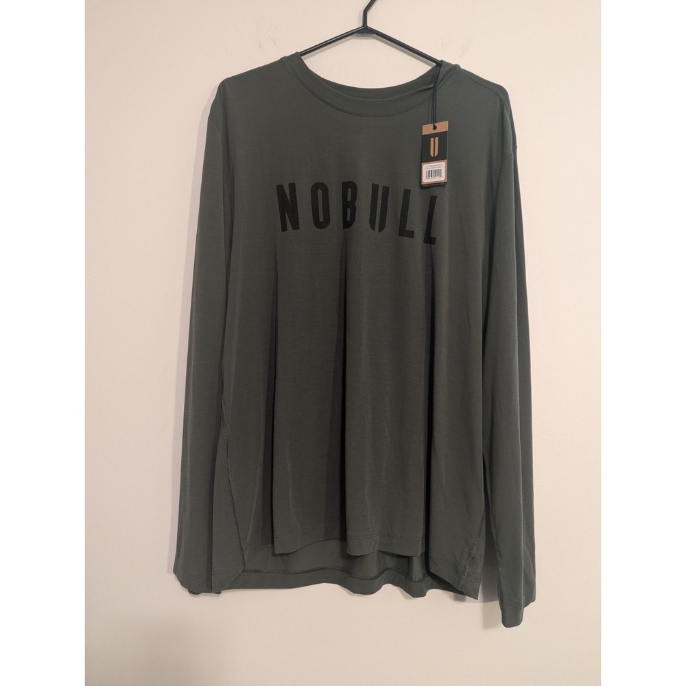 NWT! NOBULL Men's XL Long Sleeve Performance Training Shirt‎ Dark Army Green